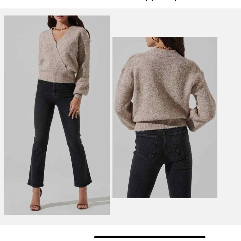 ASTR The Label Boucle Faux Wrap Sweater S-M